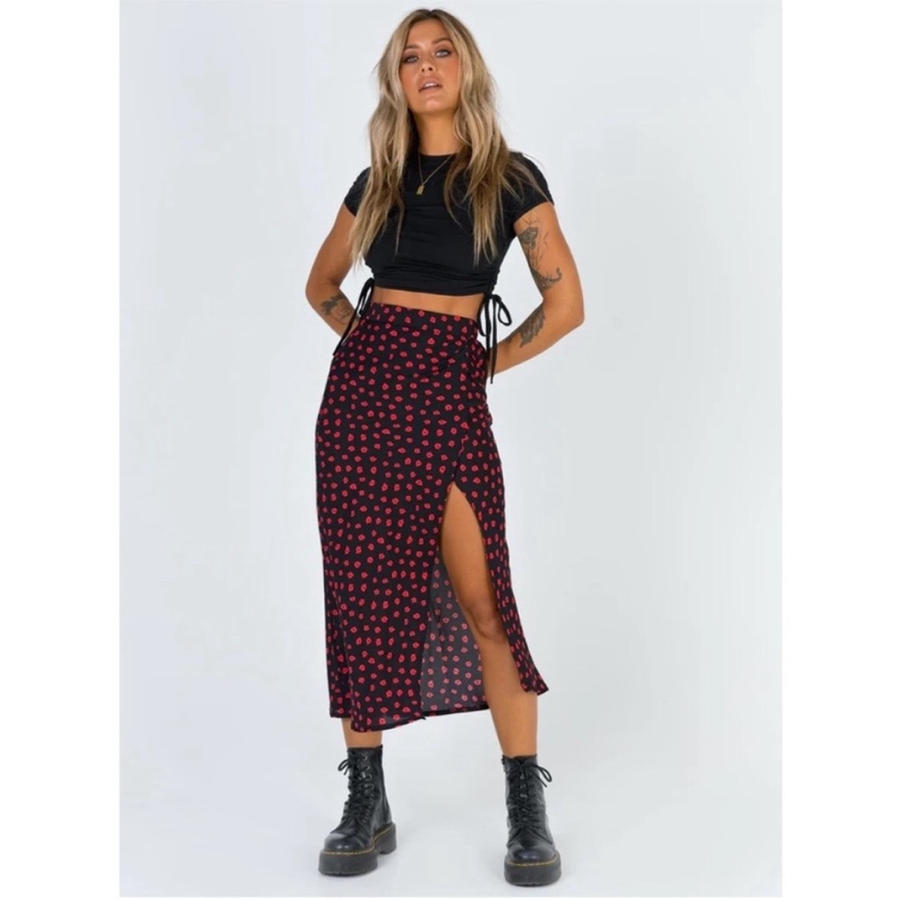 Princess Polly Black and Red Midi Skirt